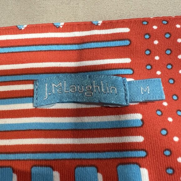 J.McLaughlin Women's M Catalina Cloth Dress - Red Blue Geometric Polka Dot Print - Picture 2 of 9